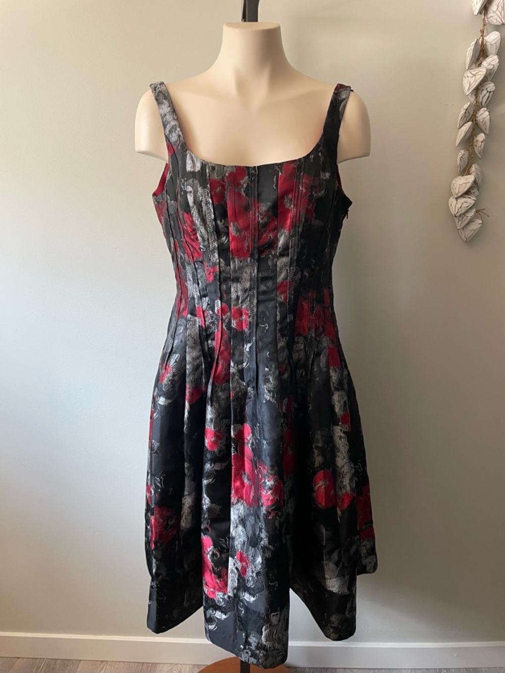 Jones New York Romantic Goth Fit Flare Metallic Jacquard Dress Cocktail Floral